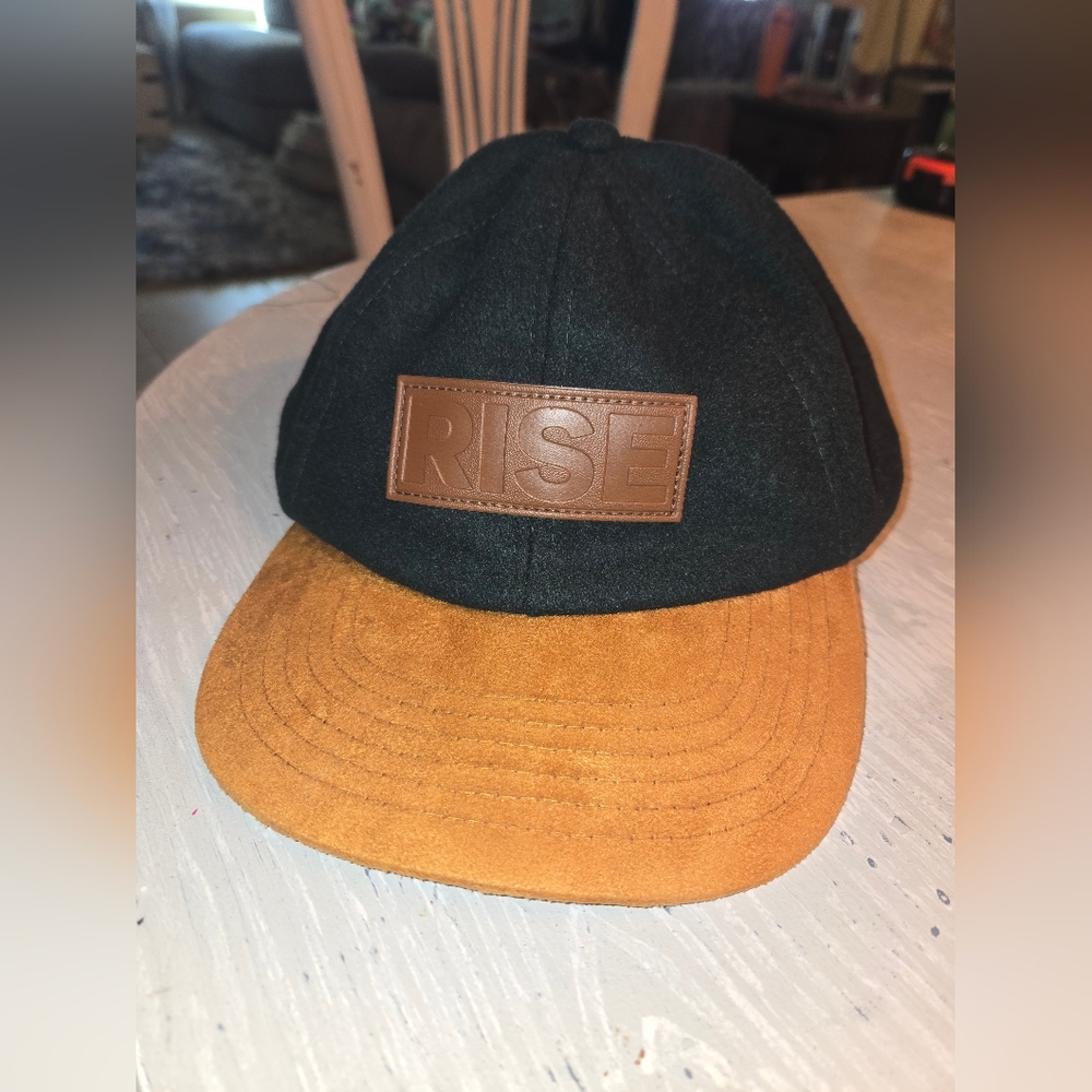 RISE Patch Two-Tone Cap in Green and Tan Dad Hat 80% Wool New